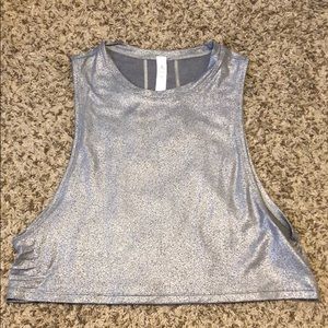 LuluLemon shimmery cropped tank.